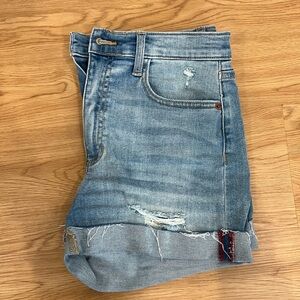 Light Wash Distressed Denim Shorts